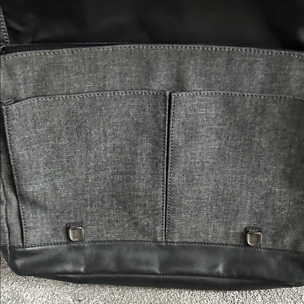 EUC Fossil Gray and Tan Messenger Bag holds laptop. - Picture 9 of 16